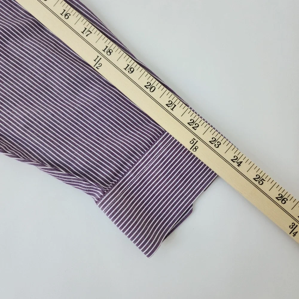 Stafford Travel Performance Dress Shirt Mens XL Purple White Stripe Button Down